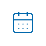 Blue outline calendar icon for scheduling dental appointments